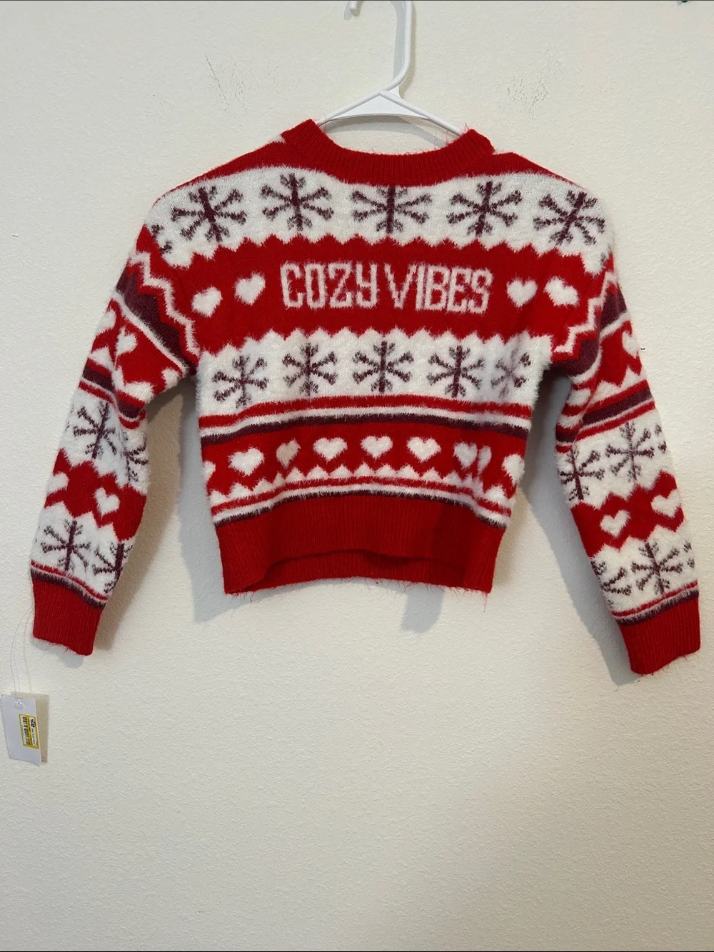 art class Red & White Fair Isle 'Cozy Vibes' Crewneck Sweater